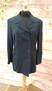 Vintage Thomas Burberry Womens Double Breasted Jacket Navy Size L 100% Wool - Picture 1 of 7