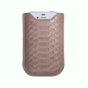 Authentic Embossed Taupe Python Leather iPhone Phone SE Case Pouch Sleeve - Photo 1 sur 1