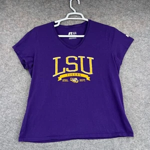 LSU Tigers Shirt Womens 2XL Purple Short Sleeve SEC College Football Russell - Picture 1 of 8