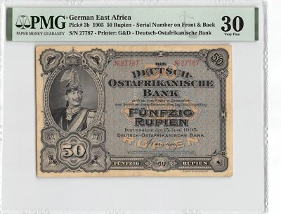 German E. Africa  50  Rupien   15.6.1905  P 3b  PMG 30  VF  Circulated Banknote - Image 1 of 2