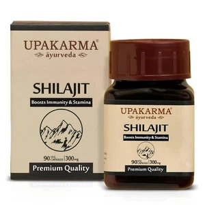 Ayurveda UPAKARMA Pure Shilajit Cap 300 mg 90 Veg Cap Pack of 1 - Picture 1 of 6