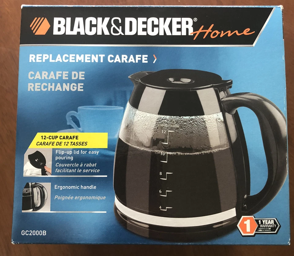 Black & Decker 12 Cup Smart Brew GC2000B Black Replacement Carafe Dcm2000 Makers