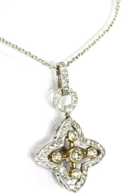 Collar colgante estrella oro 14k 2 tonos diamante natural sólido 0,4 quilates 15-20 pulgadas Foto 1 de 2