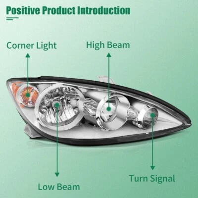 Conjunto de faros para Toyota Camry 2005-2006 par carcasa cromada lente transparente Foto 1 de 4
