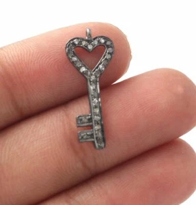 Minimalistischer Schlüssel Charm Anhänger 925 Silber Diamant Paar Anhänger Valentinstag Geschenk. - Bild 1 von 12