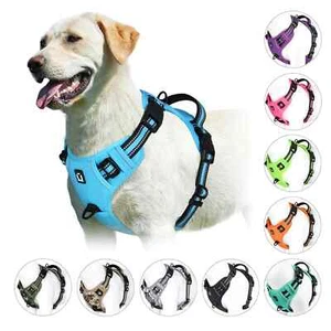 No Pull Dog Harness Adjustable Soft Padded Pet Vest with Easy Control Handle - Picture 1 of 18