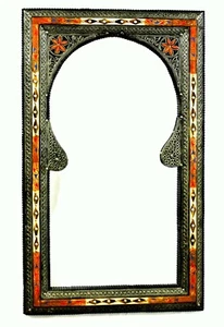 Moroccan Wall Mirror Large Authentic Home Decor Handmade Orange Blue Silver Red  - Picture 1 of 3