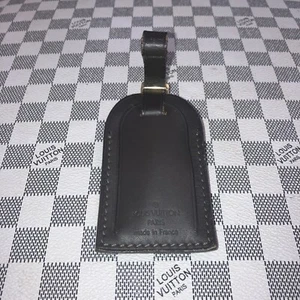 Louis Vuitton Large Dark Brown W/ Faded Gold Hardware leather Name tag. - Picture 1 of 9