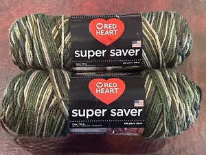 2 Skeins of Red Heart Super Saver Yarn Color: Camouflage - 236 yds NEW! - Picture 1 of 4