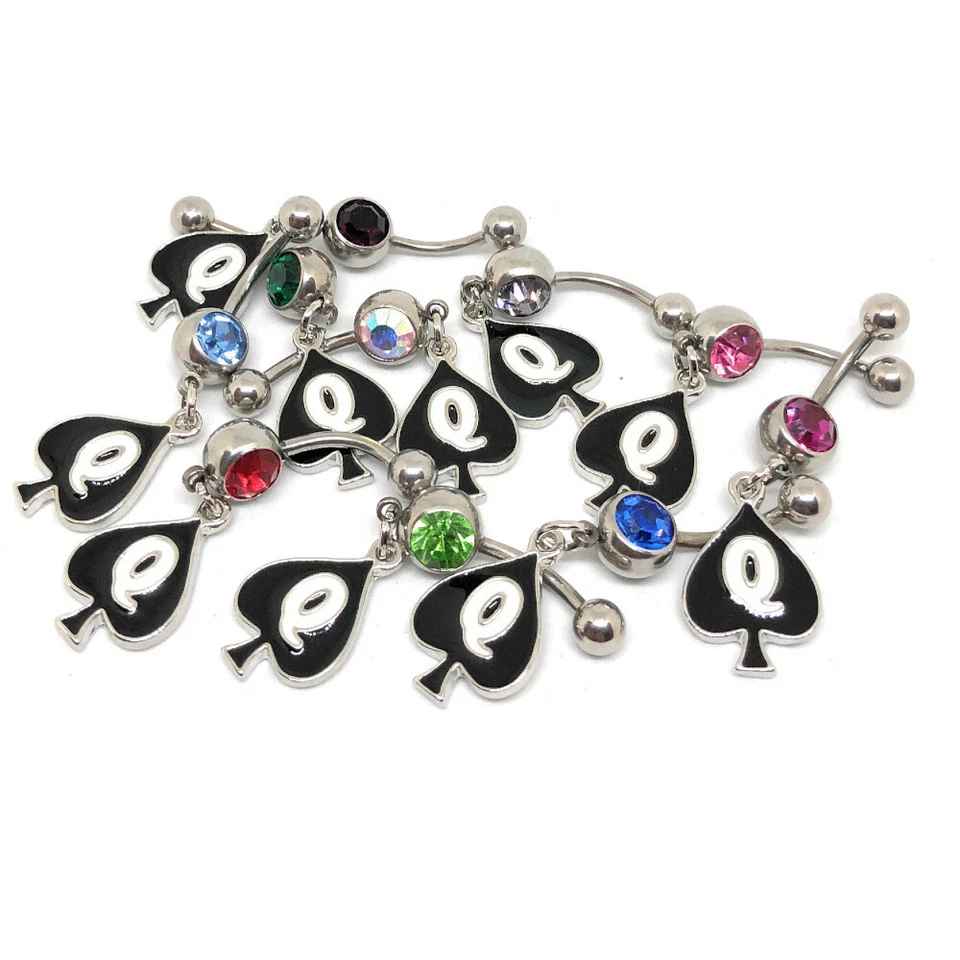 QOS BRAND - Anillo Ombligo Reina de Picas Cuelga Vientre Piercing Sissy Hotwife Foto 1 de 1