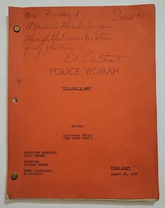 1974 Originale/Autentico Police Woman TV Show Sceneggiatura Firmato ED PRENTISS d. 1992 - Foto 1 di 11