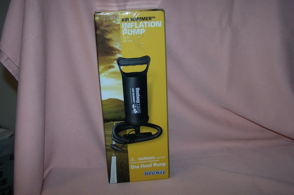 Bestway 62002E 12 Inch Air Hammer Inflation Pump With 3 Valve Adaptors Black