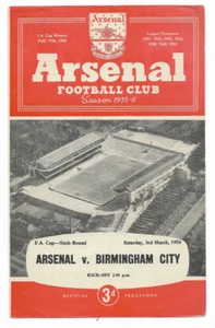 1955/56 FA Cup 6th Round - ARSENAL v. BIRMINGHAM CITY - Picture 1 of 2