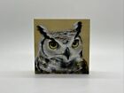 Maggie Hurley Great Horned Owl Small 4"x 4" Square Print On Wood Wall Art
