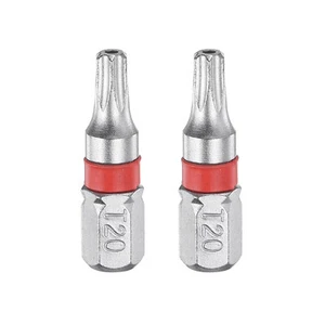 2pz Punte Cacciavite Torx Magnetiche T20H 1/4" Gambo Esagonale 1" Lunghezza S2 Acciaio - Foto 1 di 6