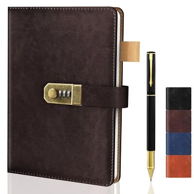 Diary with Lock for Men and Women, A5 Vintage Leather Journal with Lock for B... - Image 1 of 4