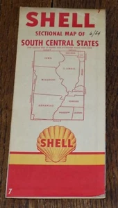 Hoja de ruta Shell Oil 1954 de los estados centrales del sur - Imagen 1 de 1