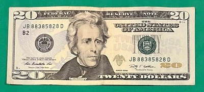 2009- 20 DOLLAR BILL 5 OF A KIND (JB88385828D)  CIRCULATED - Image 1 of 4