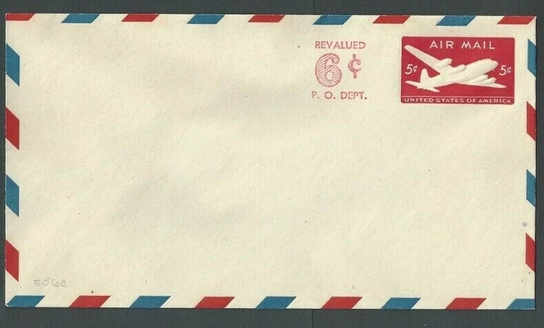 UC20 5c Carmine Revalued To 6c Mint Entire Sharp Tail Size 13 - Image 1 of 1