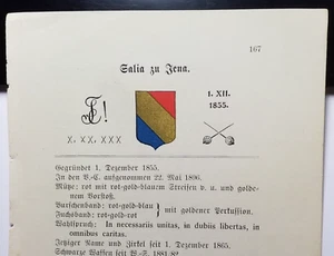 Turnerschaft Salia zu Jena - um 1914 / Seite mit Farbschild Studentika - Bild 1 von 1