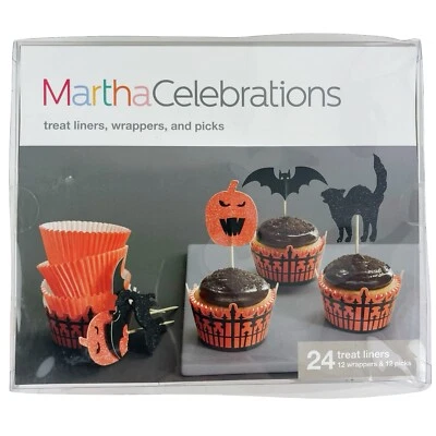 Martha Stewart Halloween Cupcake Decoración Forros Selecciones Calabaza Gato Murciélago Celebraciones Foto 1 de 4
