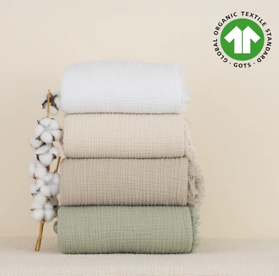 NATURLOOM 100% Soft Organic Cotton Blanket, Muslin King Bedspread, Muslin Throw Blanket
