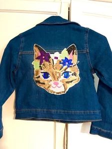 kids denim jacket-Cat sequence patch - Picture 1 of 6