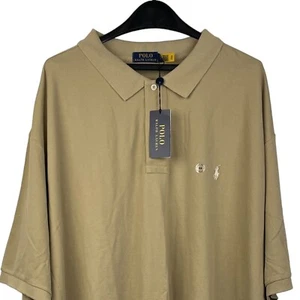 NEW Polo Ralph Lauren Mens 5XB BIG 100% Cotton Polo Solid Tan Brown Pony $110 - Picture 1 of 6