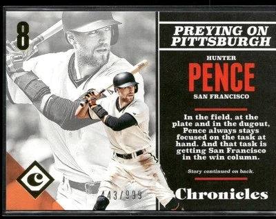 2017 Panini Chronicles Hunter Pence #12 Gold /999 Giants - Image 1 of 2