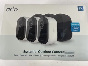 SEALED Arlo Essential 2K (2nd Generation) Security Camera – White (3 Pack)  - Picture 1 of 6