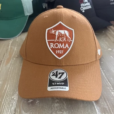 Gorra ajustable con tirantes de fútbol con escudo naranja MVP marca AS Roma 47 nueva Foto 1 de 4