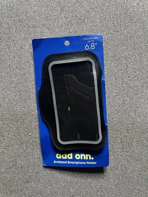 "Soporte para teléfono inteligente Add Onn Brazalete negro/amarillo - se adapta a teléfonos de hasta 6,8""" Foto 1 de 2