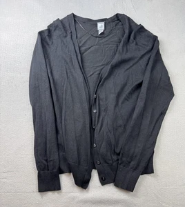 JCP Cardigan Sweater womens Large Black Button Up Lightweight Knit Classic - Picture 1 of 7
