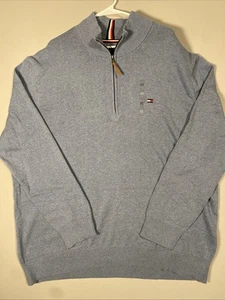 Tommy Hilfiger Mens 1/4 Zip Sweater Light Blue Size 3XLT Big & Tall NWT - Picture 1 of 6