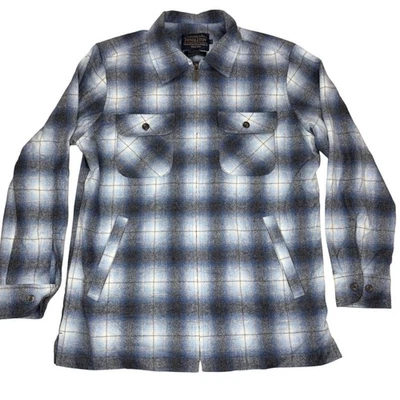 Pendleton Brightwood Blue/Gray ombre check Virgin Wool Full Zip Jacket Men's M - Image 1 of 4