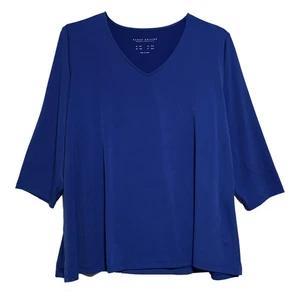 Susan Graver, QVC, Blue Tunic Pullover V-Neck Top with Stretch, size 2XP - Picture 1 of 4