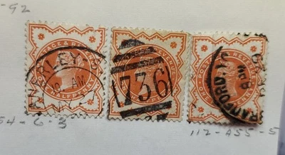 1887 Great Britain Stamp Lot (3) Queen Victoria Jubilee One Half Penny Used - Image 1 of 4