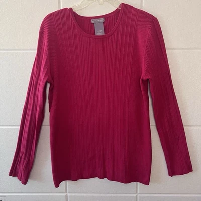 Suéter feminino Laura Scott tamanho G manga comprida grande, rosa quente - Imagem 1 de 4