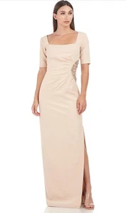 Maxi vestido de columna drapeado Ashley de JS Collections para mujer 14 champán. 17 - Imagen 1 de 15