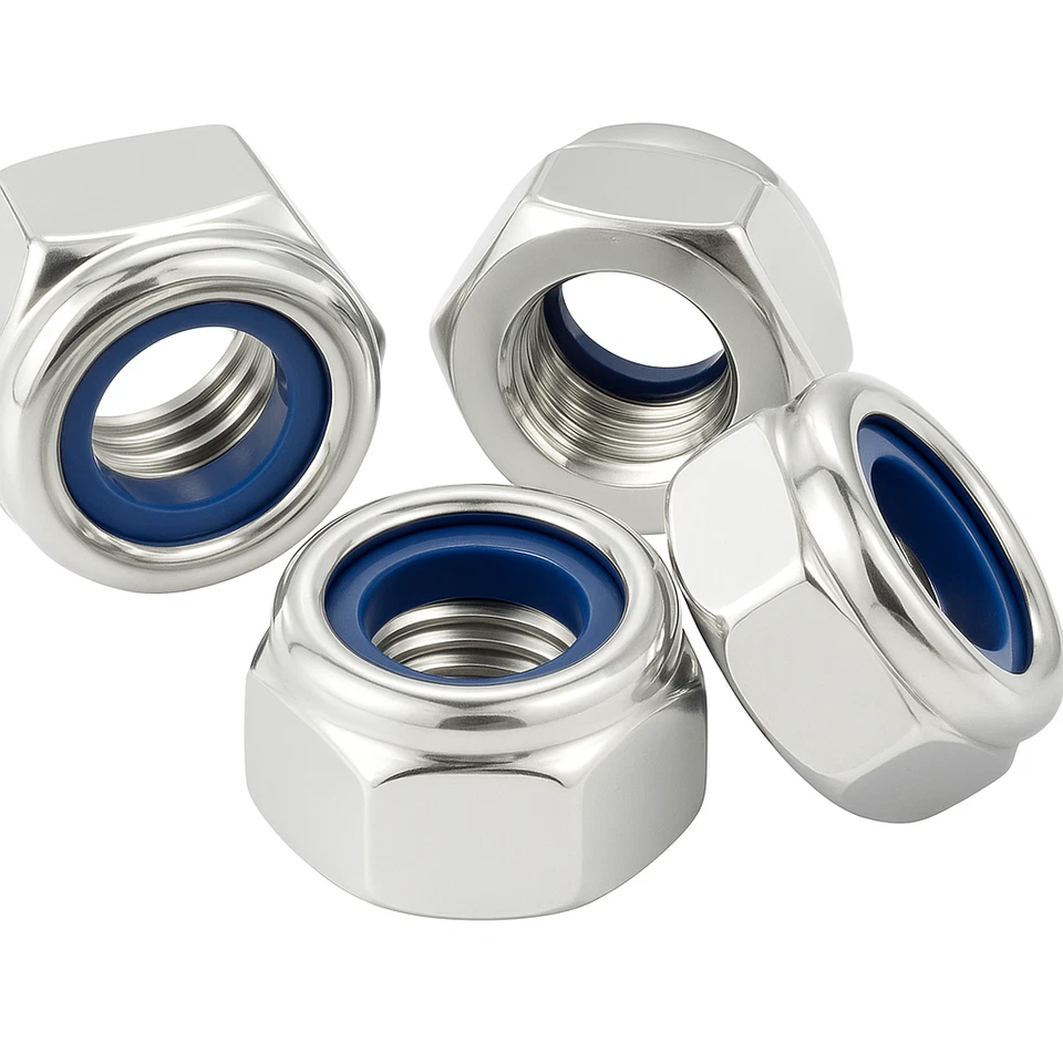 NYLOC NUTS M2.5 M3 M4 M5 M6 M8 - M20 TYPE T MARINE STAINLESS STEEL NYLOCK HEX - Image 1 of 1