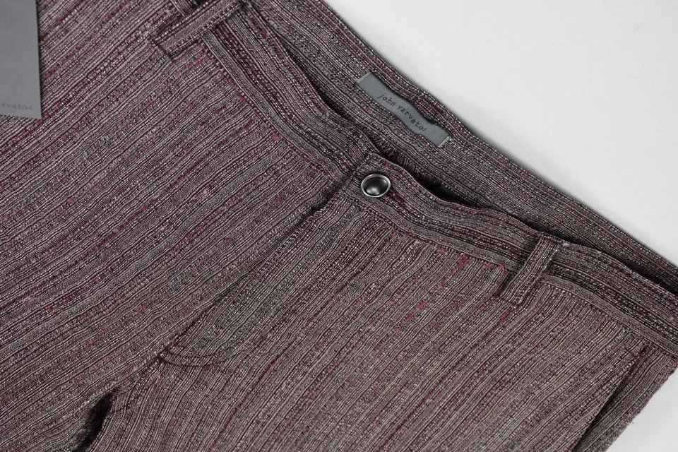 John Varvatos 男式浅粗花呢羊毛 5 口袋裤子 34 全新 498 美元 J293S1-BCBE — 第 1/4 张图片