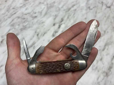 Navaja de Bolsillo Ulster Vintage Boy Scout BSA Camping Plegable Años 60 EE. UU. Mango de Hueso Foto 1 de 4