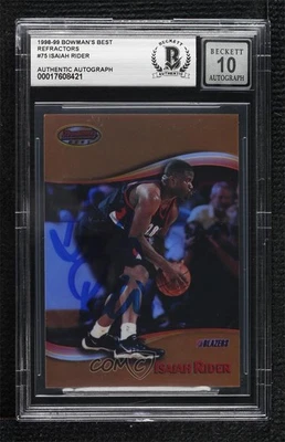 BAS 1998-99 Bowman's Best Refractor /400 Isaiah Rider #75 BGS Authentic Auto - Image 1 of 2