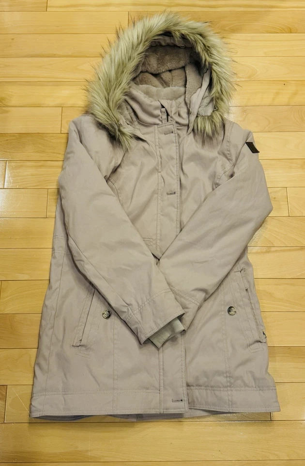 HOLLISTER HERITAGE WOMEN FAUX FUR COZY PARKA COAT JACKET LARGE PRE OWNED PINK - Image 1 of 3