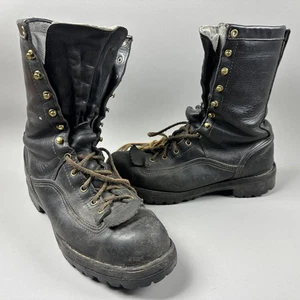 Danner Gore-Tex Work Boots Mens Size 10 3E Black Leather Vibram Lug Made USA - Picture 1 of 13