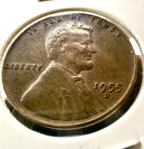 1955 D Lincoln Wheat Cent US 1 Penny Coin Postwar Collectible Rare Copper Money - Picture 1 of 7