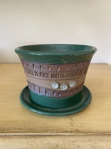 Bodenständig Keramik Übertopf Topf religiöser Vers Jesaja 35:1 grün ~ SELTEN RARITÄT - Bild 1 von 16