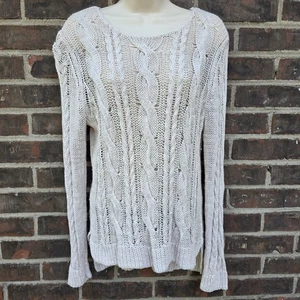 Garnet Hill Size M Linen Cotton Beige Tan Pullover Sweater Layering Piece - Picture 1 of 7