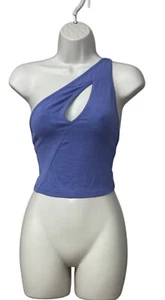 We Wore What Women's Cutout One Shoulder Tank, Blue Slate, Sz. S - Picture 1 of 6