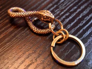 Portafoglio serpente vintage ottone massiccio fibbia vita clip portachiavi EDC - Foto 1 di 11